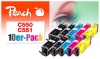 Peach Pack of 10 Ink Cartridges, compatible with  Canon PGI-550, CLI-551